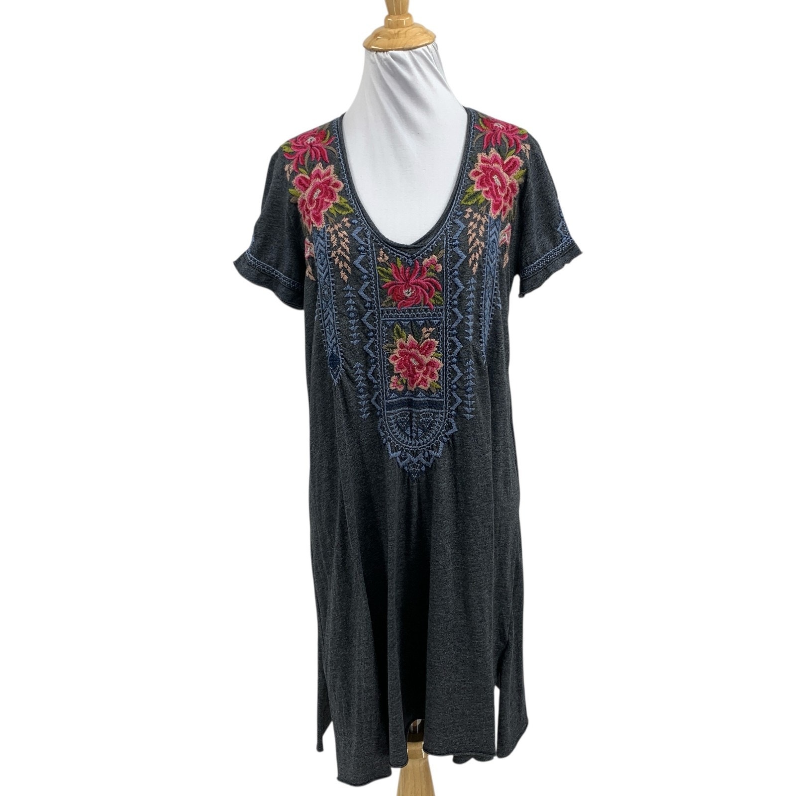 Johnny Was Tunic Womens S Small Davis Embroidered Scoop Neck Short Sleeve Top
